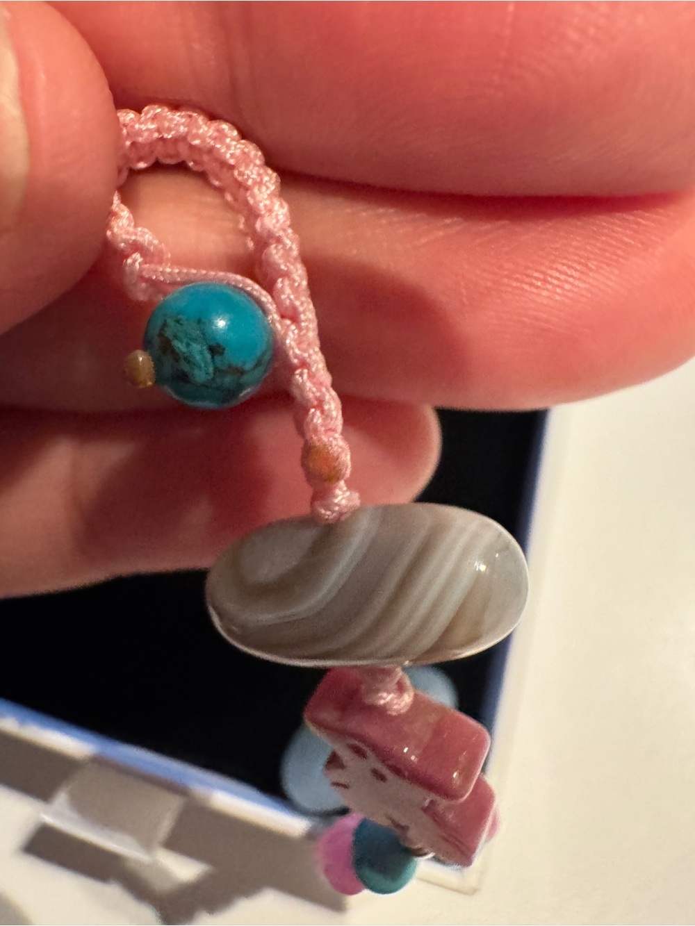 Jade & Rhodonite Beaded Keychain Charm - Picture 8 of 8